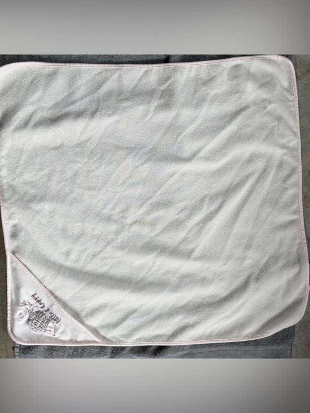 Soft Light Gray Baby Blanket with Pink Trim